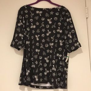 Karen Scott Elbow-Sleeve Print Top